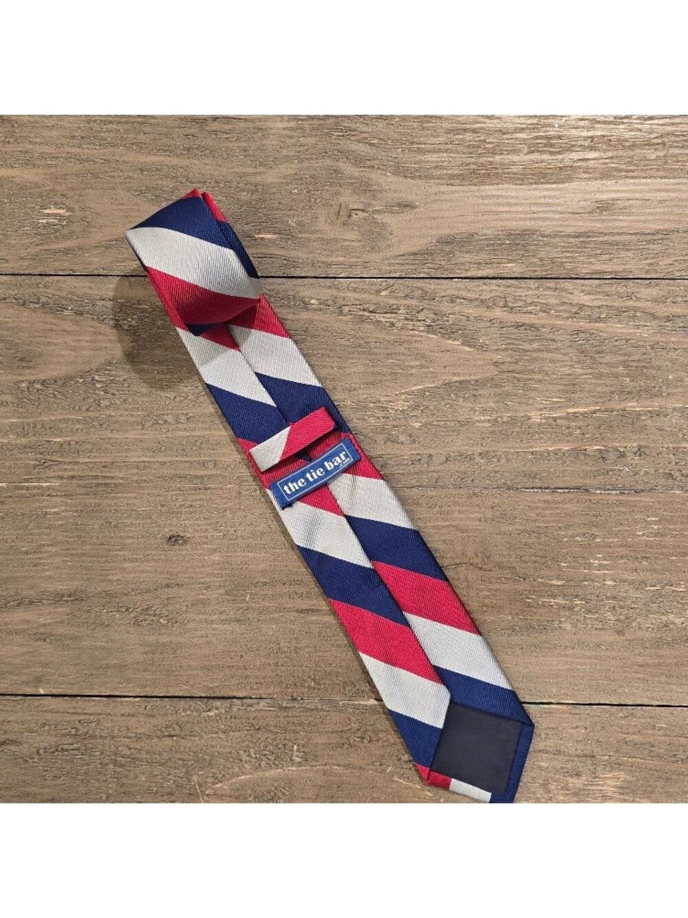 The Tie Bar Handmade 100% Silk Tie Long  Red White Grey Necktie